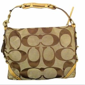 Authentic Coach Carly Slim Tan Signature Hobo